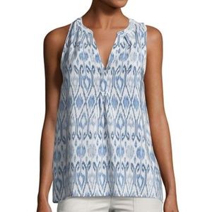 Joie Blue Lorette Printed Silk Sleeveless Blouse